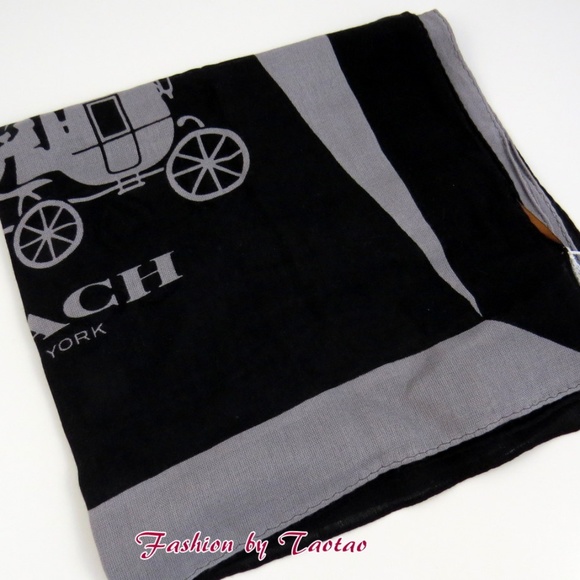 Coach 86263 colorblock oblong scarf Black / Gray - Picture 1 of 4